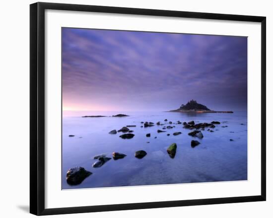 St Michael's Mount at Sunrise, from Marazion Beach, Cornwall, Uk. November 2008-Ross Hoddinott-Framed Photographic Print