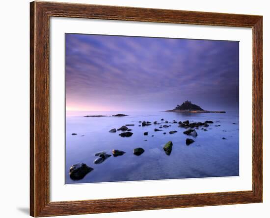 St Michael's Mount at Sunrise, from Marazion Beach, Cornwall, Uk. November 2008-Ross Hoddinott-Framed Photographic Print