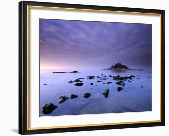 St Michael's Mount at Sunrise, from Marazion Beach, Cornwall, Uk. November 2008-Ross Hoddinott-Framed Photographic Print