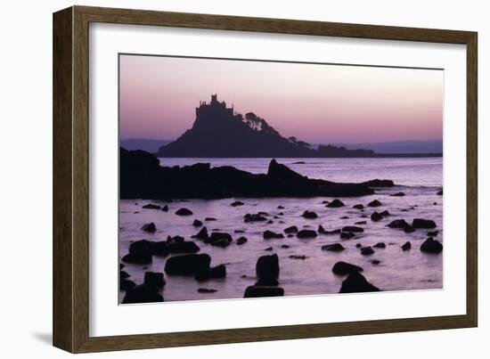 St, Michael's Mount at Sunset Cornwall UK-null-Framed Photographic Print