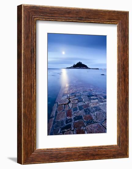 St Michael's Mount by moonlight, West Cornwall, England, UK-Ross Hoddinott-Framed Photographic Print