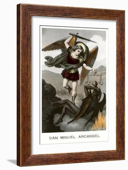 St. Michael the Archangel Fighting Dragon-null-Framed Art Print