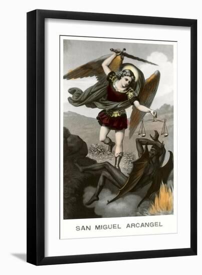 St. Michael the Archangel Fighting Dragon-null-Framed Art Print