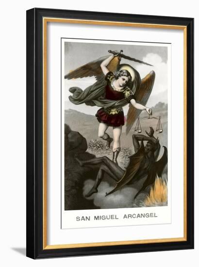 St. Michael the Archangel Fighting Dragon-null-Framed Art Print