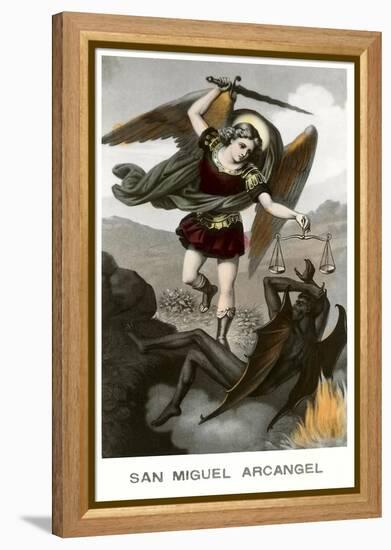 St. Michael the Archangel Fighting Dragon-null-Framed Stretched Canvas