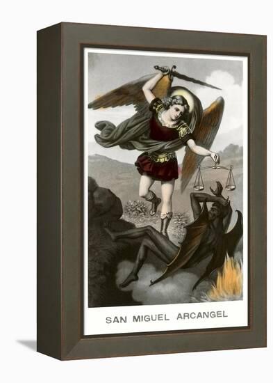 St. Michael the Archangel Fighting Dragon-null-Framed Stretched Canvas