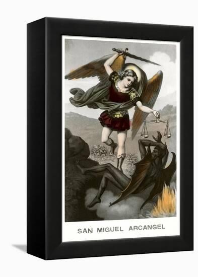 St. Michael the Archangel Fighting Dragon-null-Framed Stretched Canvas