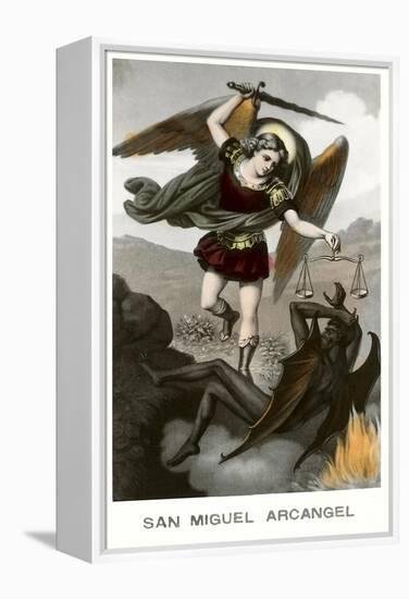 St. Michael the Archangel Fighting Dragon-null-Framed Stretched Canvas