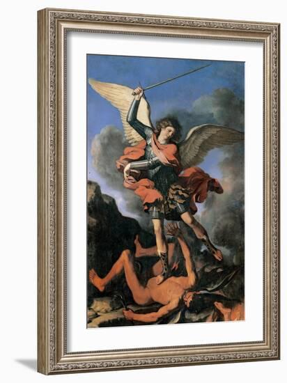 St. Michael the Archangel-il Guercino-Framed Art Print