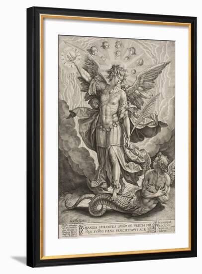 St Michael Triumphing over the Dragon, 1584-Hieronymus Wierix-Framed Giclee Print