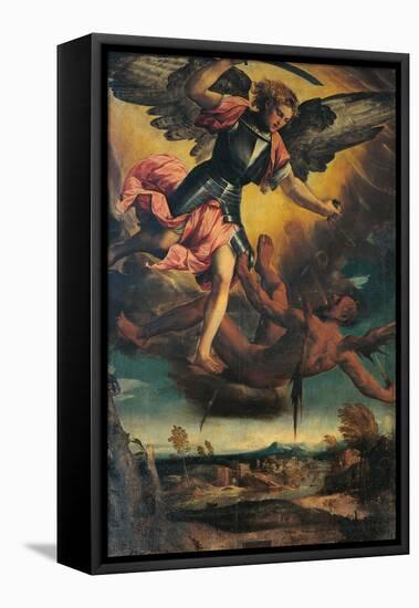 St Michael Vanquishing the Devil-Bonifacio Veronese-Framed Premier Image Canvas