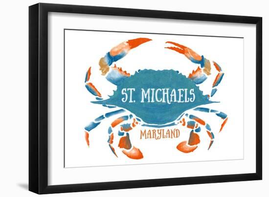 St. Michaels, Maryland - Blue Crab - Watercolor-Lantern Press-Framed Art Print