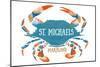 St. Michaels, Maryland - Blue Crab - Watercolor-Lantern Press-Mounted Art Print