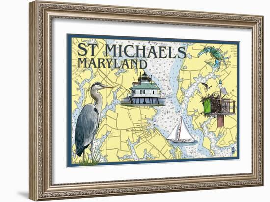 St. Michaels, Maryland - Nautical Chart-Lantern Press-Framed Art Print