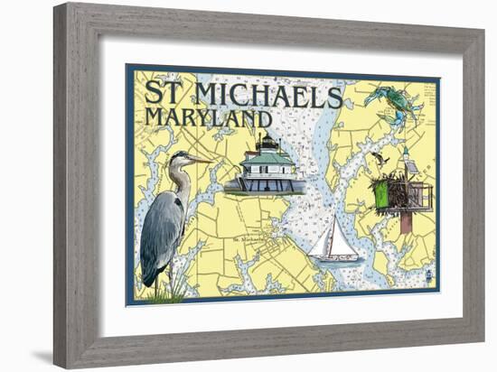 St. Michaels, Maryland - Nautical Chart-Lantern Press-Framed Art Print