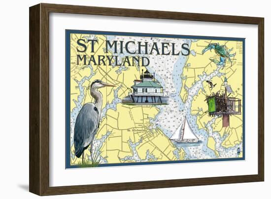 St. Michaels, Maryland - Nautical Chart-Lantern Press-Framed Art Print