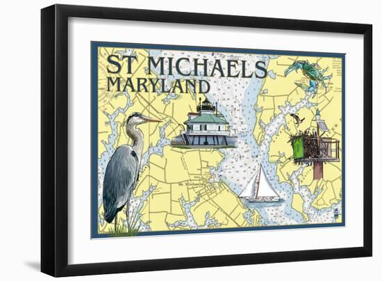 St. Michaels, Maryland - Nautical Chart-Lantern Press-Framed Art Print