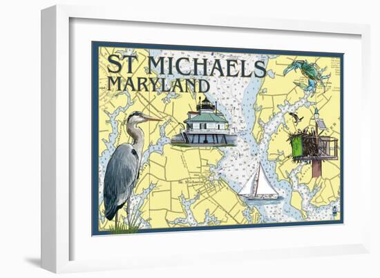 St. Michaels, Maryland - Nautical Chart-Lantern Press-Framed Art Print