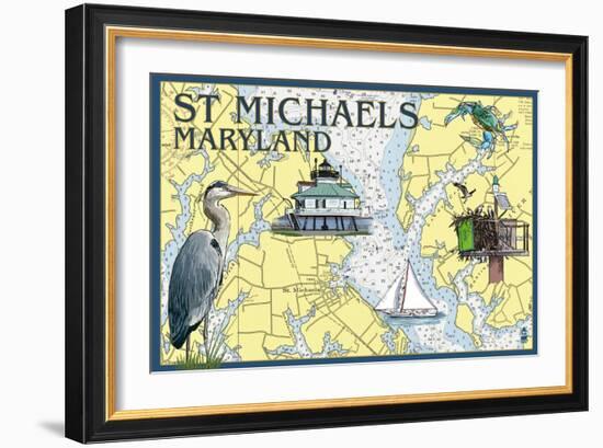 St. Michaels, Maryland - Nautical Chart-Lantern Press-Framed Art Print