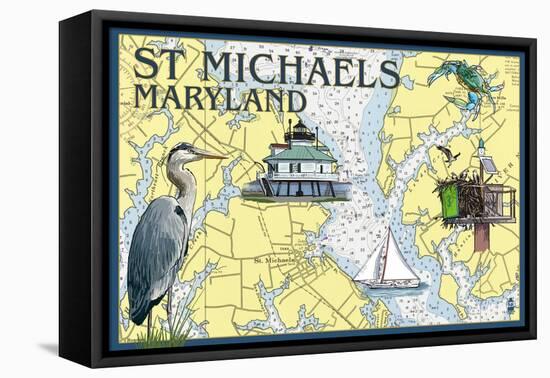 St. Michaels, Maryland - Nautical Chart-Lantern Press-Framed Stretched Canvas