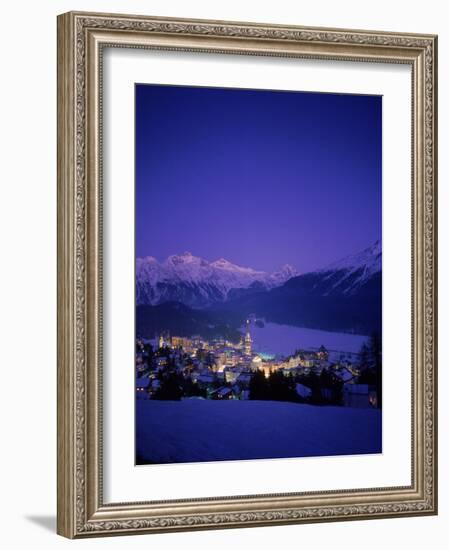 St. Moritz at Night, Switzerland-Walter Bibikow-Framed Photographic Print