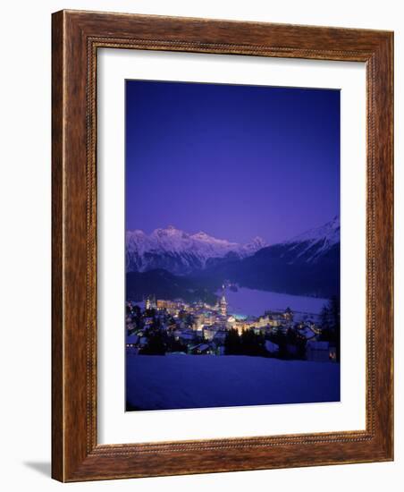 St. Moritz at Night, Switzerland-Walter Bibikow-Framed Photographic Print