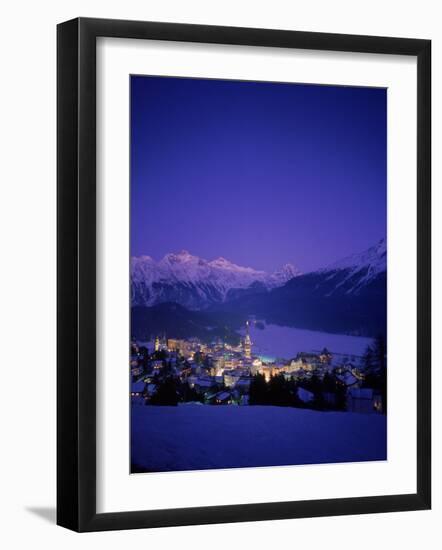 St. Moritz at Night, Switzerland-Walter Bibikow-Framed Photographic Print