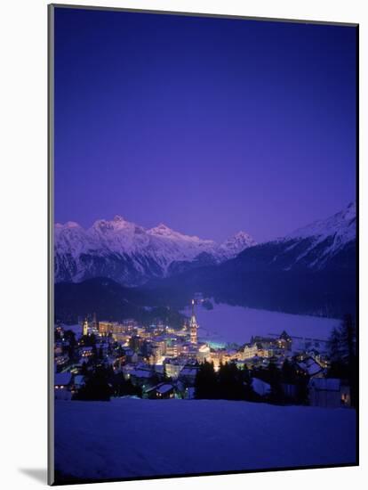 St. Moritz at Night, Switzerland-Walter Bibikow-Mounted Photographic Print