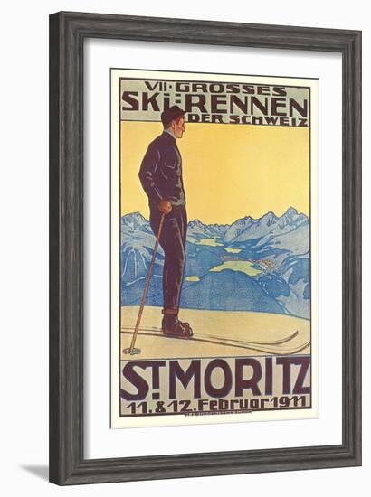 St. Moritz Ski Run, Art Deco-null-Framed Art Print