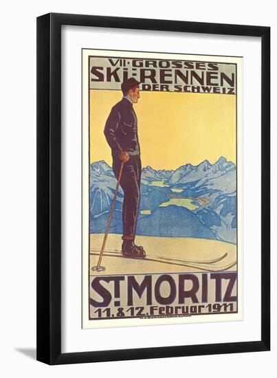 St. Moritz Ski Run, Art Deco-null-Framed Art Print