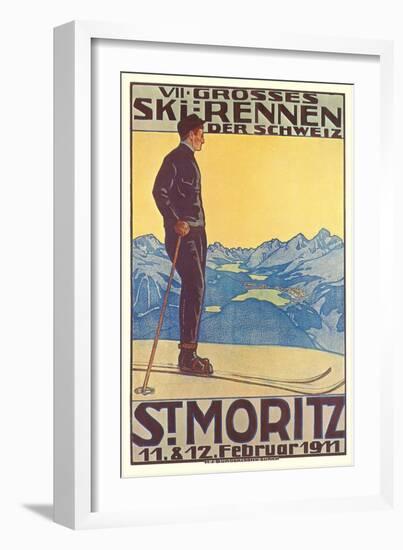 St. Moritz Ski Run, Art Deco-null-Framed Art Print