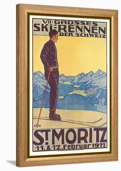 St. Moritz Ski Run, Art Deco-null-Framed Stretched Canvas