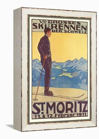 St. Moritz Ski Run, Art Deco-null-Framed Stretched Canvas