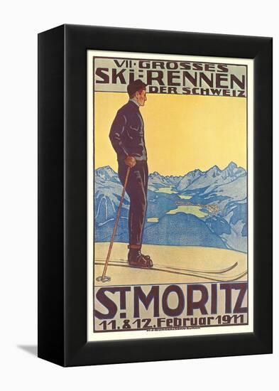 St. Moritz Ski Run, Art Deco-null-Framed Stretched Canvas