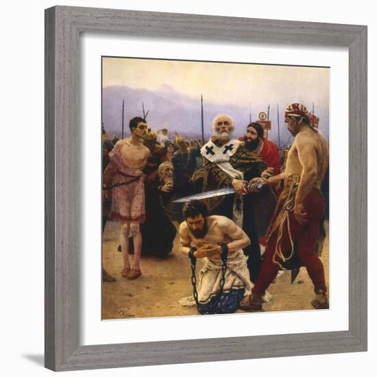 St Nicholas Saving Three Innocents from Execution, C1888-Il'ya Repin-Framed Giclee Print