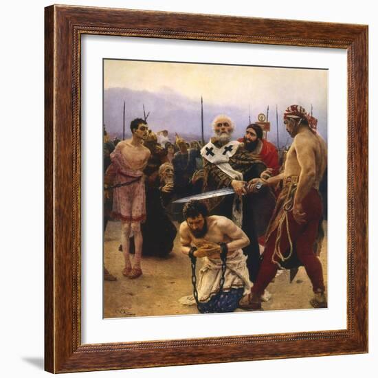 St Nicholas Saving Three Innocents from Execution, C1888-Il'ya Repin-Framed Giclee Print