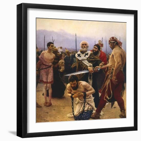 St Nicholas Saving Three Innocents from Execution, C1888-Il'ya Repin-Framed Giclee Print