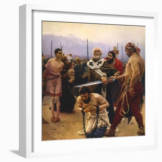 St Nicholas Saving Three Innocents from Execution, C1888-Il'ya Repin-Framed Giclee Print