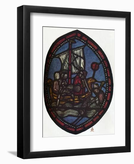 'St Nicholas window in the Jerusalem Chamber of Westminster Abbey: Nicholas and the false pilgrim'-Unknown-Framed Giclee Print