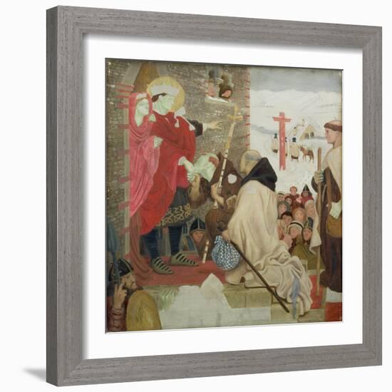 St. Oswald Receiving St. Aidan (St. Oswald Sending Missionaries into Scotland)-Ford Madox Brown-Framed Giclee Print