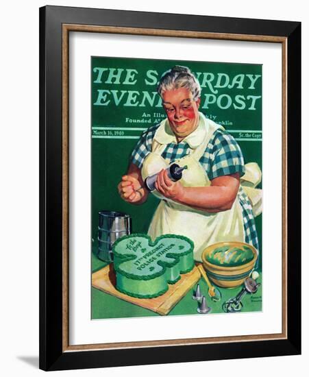 "St. Paddy Cake for Policemen," Saturday Evening Post Cover, March 16, 1940-Albert W. Hampson-Framed Giclee Print