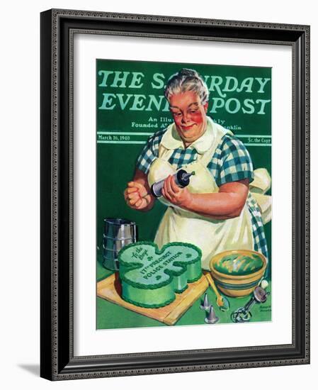 "St. Paddy Cake for Policemen," Saturday Evening Post Cover, March 16, 1940-Albert W. Hampson-Framed Giclee Print