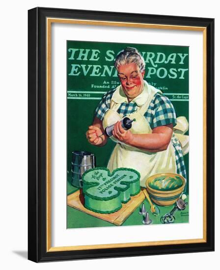 "St. Paddy Cake for Policemen," Saturday Evening Post Cover, March 16, 1940-Albert W. Hampson-Framed Giclee Print