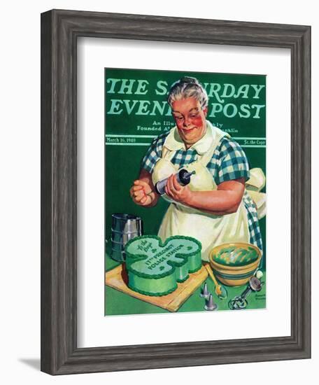 "St. Paddy Cake for Policemen," Saturday Evening Post Cover, March 16, 1940-Albert W. Hampson-Framed Giclee Print