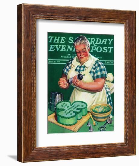 "St. Paddy Cake for Policemen," Saturday Evening Post Cover, March 16, 1940-Albert W. Hampson-Framed Giclee Print