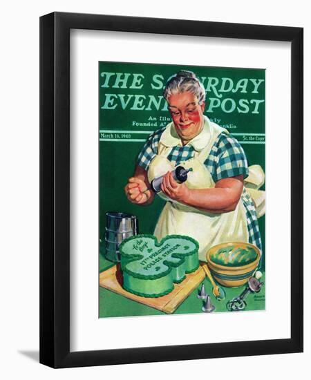 "St. Paddy Cake for Policemen," Saturday Evening Post Cover, March 16, 1940-Albert W. Hampson-Framed Giclee Print