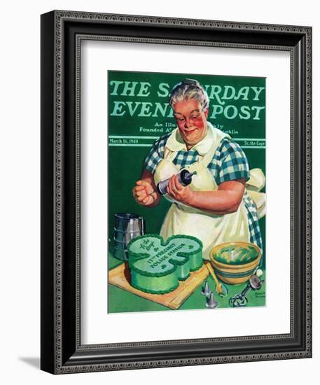 "St. Paddy Cake for Policemen," Saturday Evening Post Cover, March 16, 1940-Albert W. Hampson-Framed Giclee Print