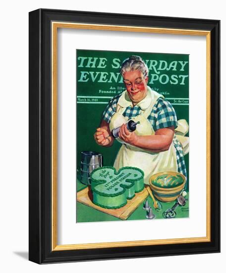 "St. Paddy Cake for Policemen," Saturday Evening Post Cover, March 16, 1940-Albert W. Hampson-Framed Giclee Print