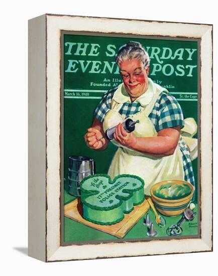 "St. Paddy Cake for Policemen," Saturday Evening Post Cover, March 16, 1940-Albert W. Hampson-Framed Premier Image Canvas