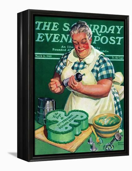 "St. Paddy Cake for Policemen," Saturday Evening Post Cover, March 16, 1940-Albert W. Hampson-Framed Premier Image Canvas